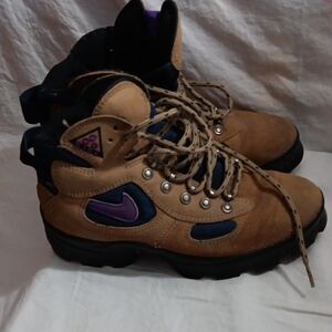 Nike Tan and Purple Hiking Boots